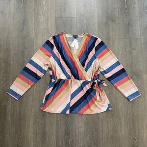 Lane Bryant NWT‎ Faux Wrap Striped Top Womens Size 18/20 Illusion Collection 2X